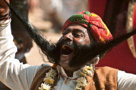 Gewinner des Schnurrbart-Wettbewerbs. PUSHKAR, INDIEN